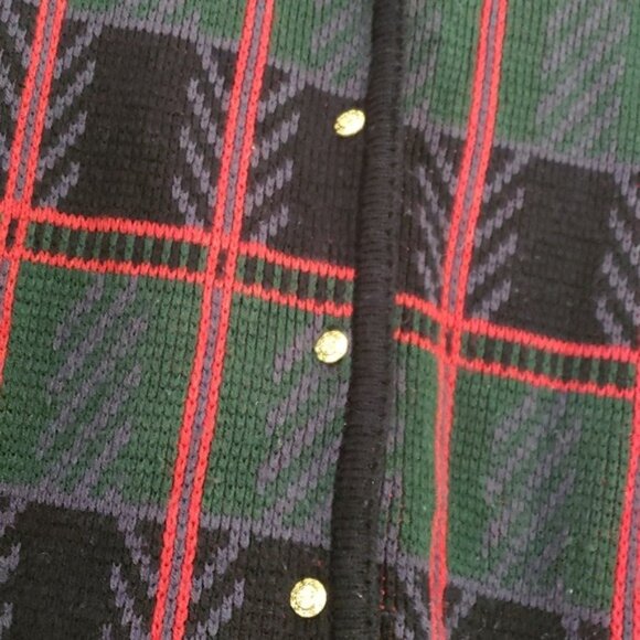 Vintage 90s Liz Baker Womens Plaid Button Down Cardigan Sweater Size M Coastal - Picture 3 of 6